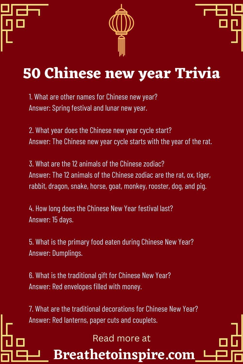 50 Lunar And Chinese New Year Trivia Questions And Answers (2024 ...